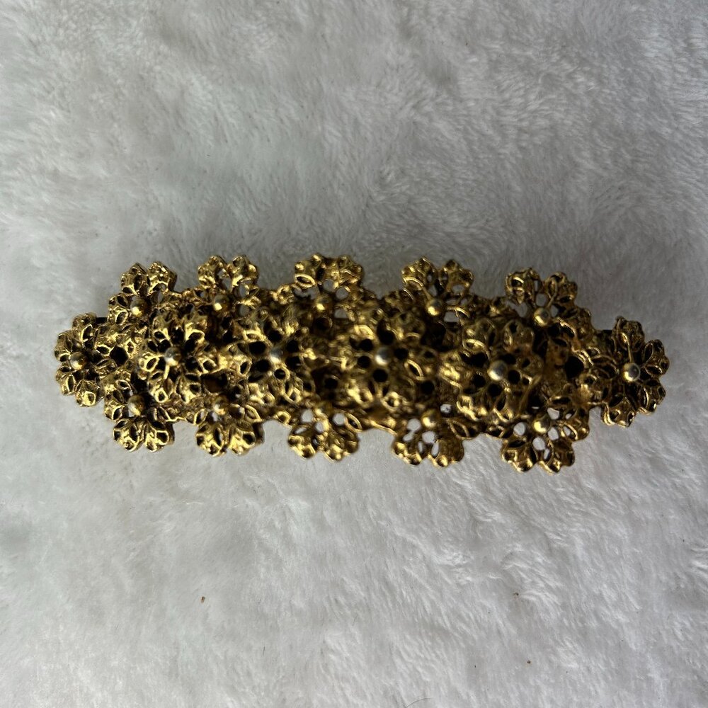 French Vintage Barrette Gold Tone Filigree Hair Clip